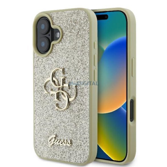 Guess GUHCP16MHG4SGD Fixed Glitter Big 4G keménytok iPhone 16 Plus - arany színű