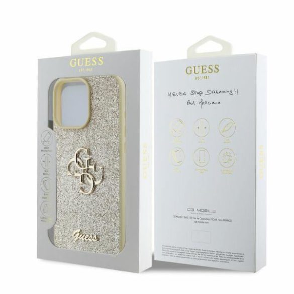 Guess GUHCP16XHG4SGD Fixed Glitter Big 4G keménytok iPhone 16 Pro Max - arany színű