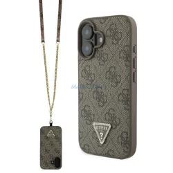   Guess GUHCP16SP4TDSCPW Leather Metal Logo Strass Crossbody keménytok iPhone 16 - barna