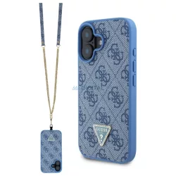   Guess GUHCP16SP4TDSCPB Leather Metal Logo Strass Crossbody keménytok iPhone 16 - kék