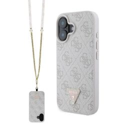   Guess GUHCP16SP4TDSCPP Leather Metal Logo Strass Crossbody keménytok iPhone 16 - rózsaszín