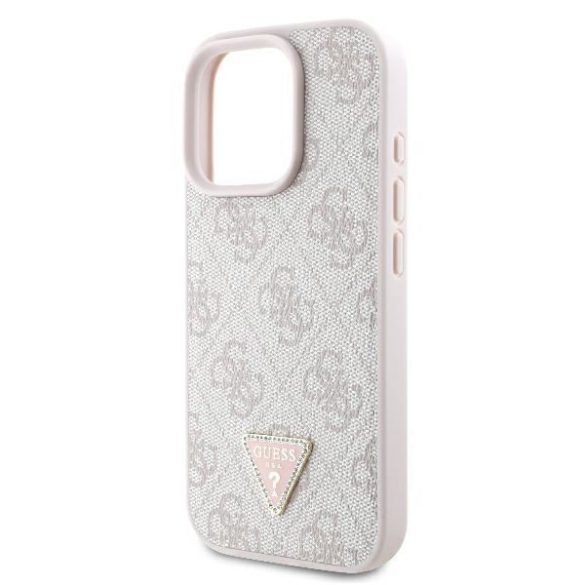 Guess GUHCP16LP4TDSCPP Leather Metal Logo Strass Crossbody keménytok iPhone 16 Pro - rózsaszín