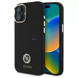   Guess GUHCP16SM4DGPK Silicone Logo Strass 4G keménytok iPhone 16 - fekete