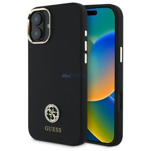 Guess GUHCP16SM4DGPK Silicone Logo Strass 4G keménytok iPhone 16 - fekete