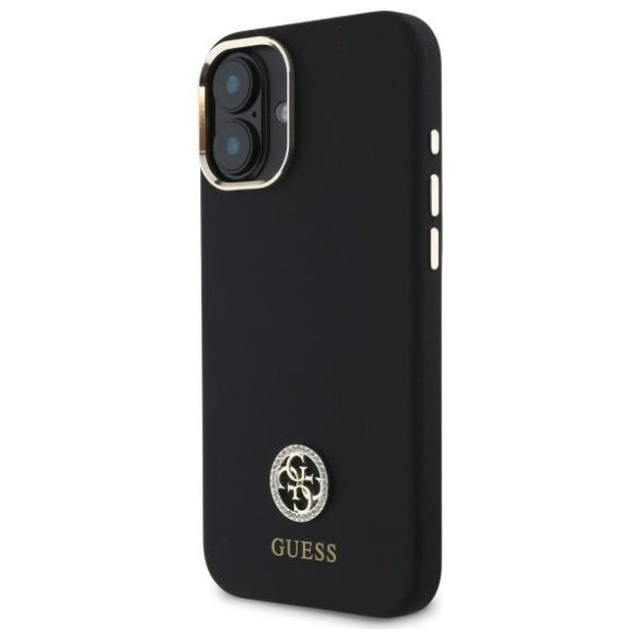 Guess GUHCP16SM4DGPK Silicone Logo Strass 4G keménytok iPhone 16 - fekete