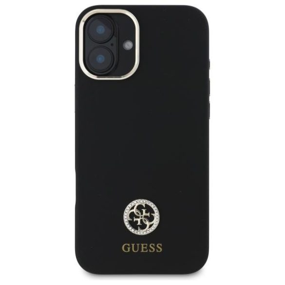 Guess GUHCP16SM4DGPK Silicone Logo Strass 4G keménytok iPhone 16 - fekete