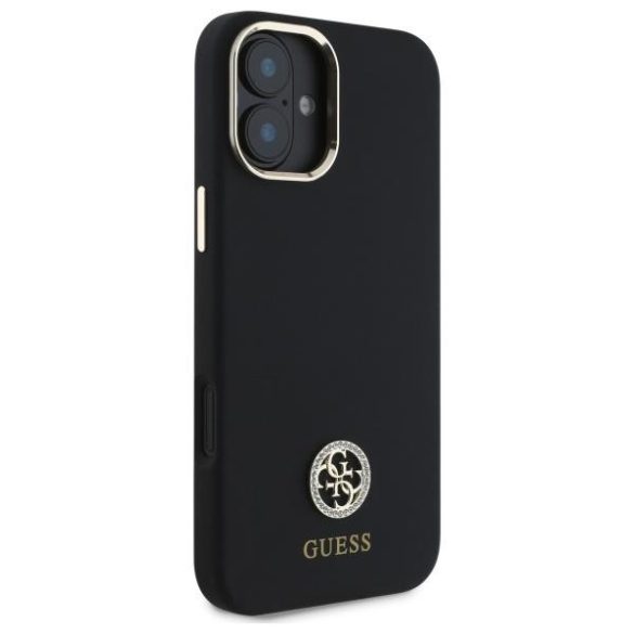 Guess GUHCP16SM4DGPK Silicone Logo Strass 4G keménytok iPhone 16 - fekete