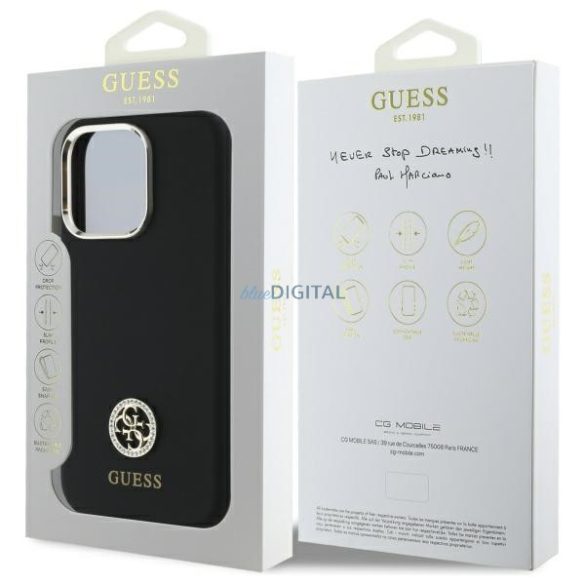 Guess GUHCP16LM4DGPK Silicone Logo Strass 4G keménytok iPhone 16 Pro - fekete