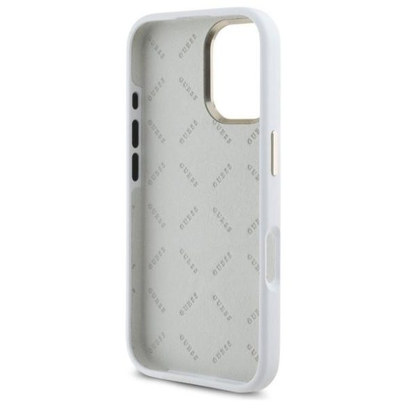 Guess GUHCP16SM4DGPH Silicone Logo Strass 4G keménytok iPhone 16 - fehér