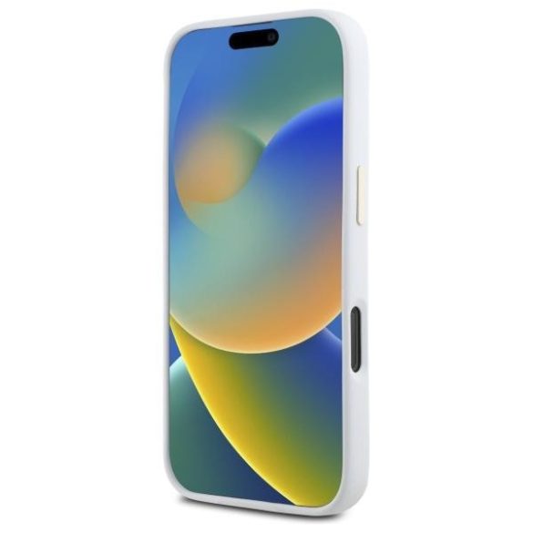 Guess GUHCP16XM4DGPH Silicone Logo Strass 4G keménytok iPhone 16 Pro Max - fehér