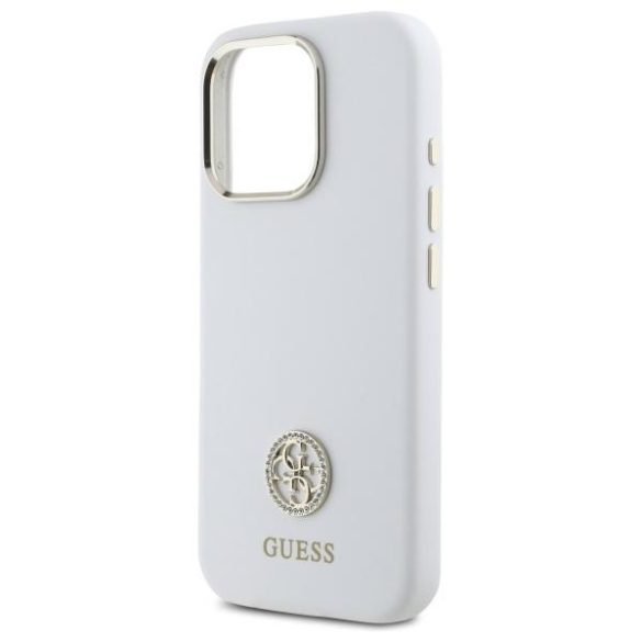 Guess GUHCP16XM4DGPH Silicone Logo Strass 4G keménytok iPhone 16 Pro Max - fehér