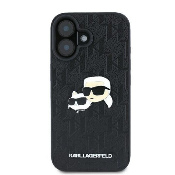 Karl Lagerfeld KLHCP16SPGKLKCPK Monogram Karl&Chaoupette Head Pin keménytok iPhone 16 - fekete