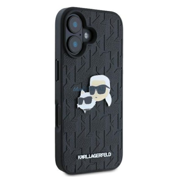 Karl Lagerfeld KLHCP16SPGKLKCPK Monogram Karl&Chaoupette Head Pin keménytok iPhone 16 - fekete