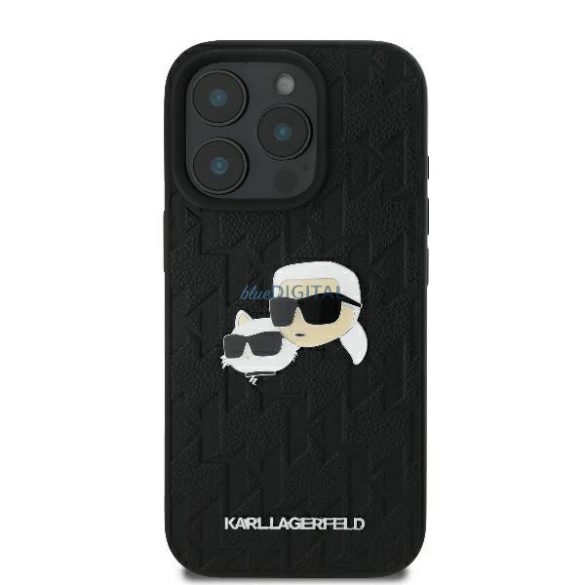 Karl Lagerfeld KLHCP16LPGKLKCPK Monogram Karl&Chaoupette Head Pin keménytok iPhone 16 Pro - fekete