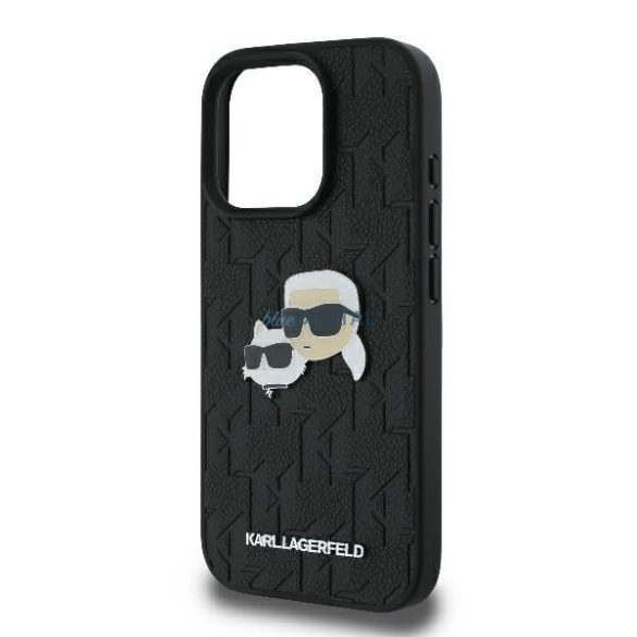 Karl Lagerfeld KLHCP16LPGKLKCPK Monogram Karl&Chaoupette Head Pin keménytok iPhone 16 Pro - fekete