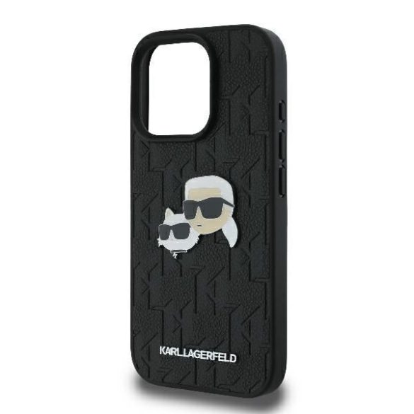 Karl Lagerfeld KLHCP16XPGKLKCPK Monogram Karl&Chaoupette Head Pin keménytok iPhone 16 Pro Max - fekete