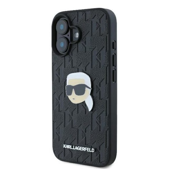 Karl Lagerfeld KLHCP16SPGKLKIPK Monogram Karl Head Pin keménytok iPhone 16 - fekete