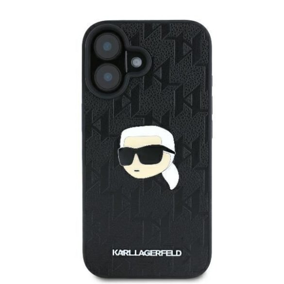 Karl Lagerfeld KLHCP16SPGKLKIPK Monogram Karl Head Pin keménytok iPhone 16 - fekete