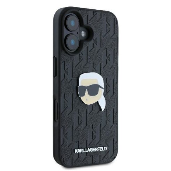 Karl Lagerfeld KLHCP16SPGKLKIPK Monogram Karl Head Pin keménytok iPhone 16 - fekete