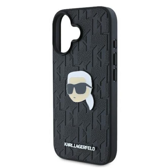 Karl Lagerfeld KLHCP16SPGKLKIPK Monogram Karl Head Pin keménytok iPhone 16 - fekete