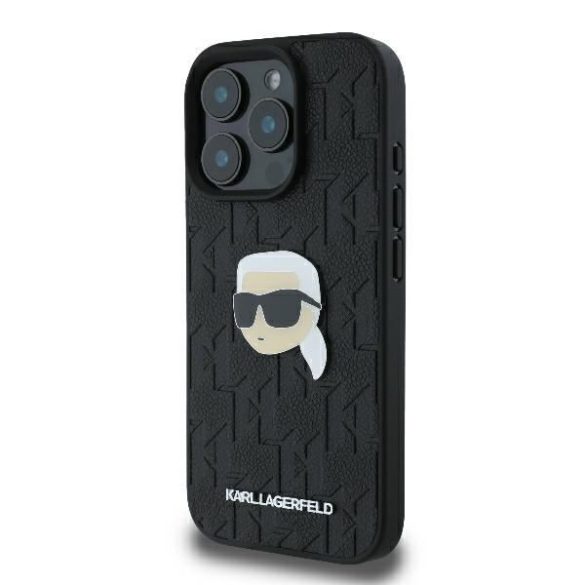 Karl Lagerfeld KLHCP16LPGKLKIPK Monogram Karl Head Pin keménytok iPhone 16 Pro - fekete