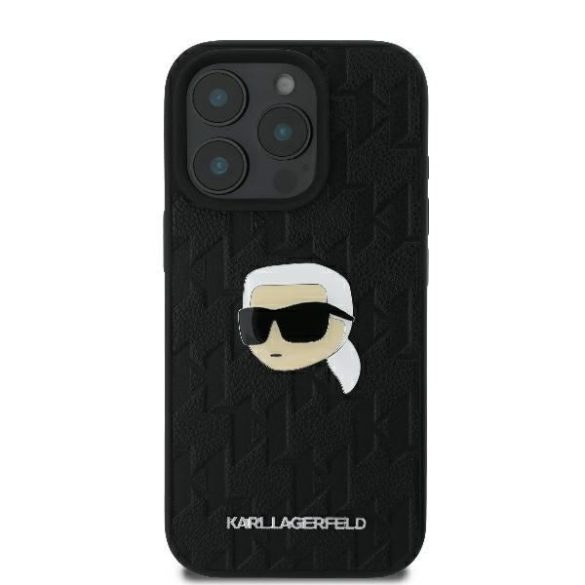 Karl Lagerfeld KLHCP16LPGKLKIPK Monogram Karl Head Pin keménytok iPhone 16 Pro - fekete