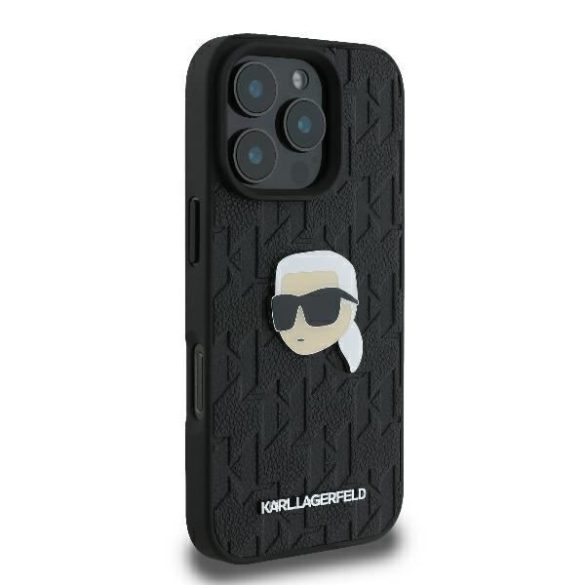 Karl Lagerfeld KLHCP16LPGKLKIPK Monogram Karl Head Pin keménytok iPhone 16 Pro - fekete