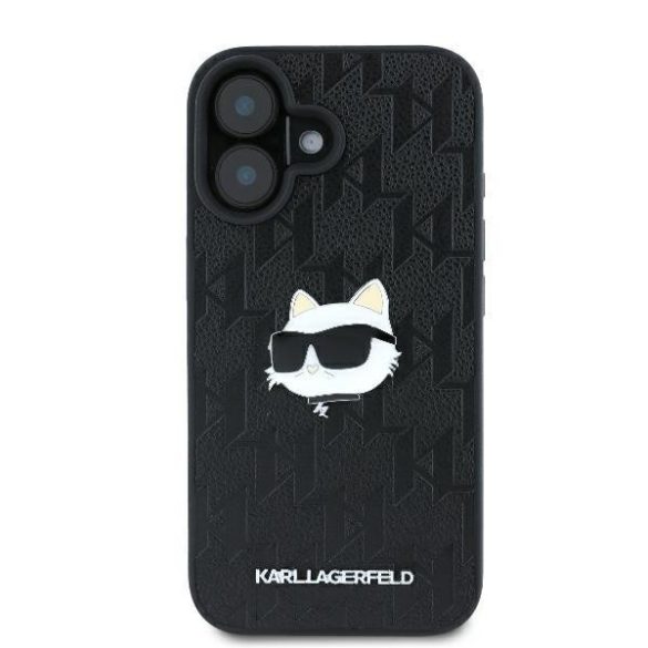 Karl Lagerfeld KLHCP16SPGKLCHPK Monogram Choupette Head Pin keménytok iPhone 16 - fekete