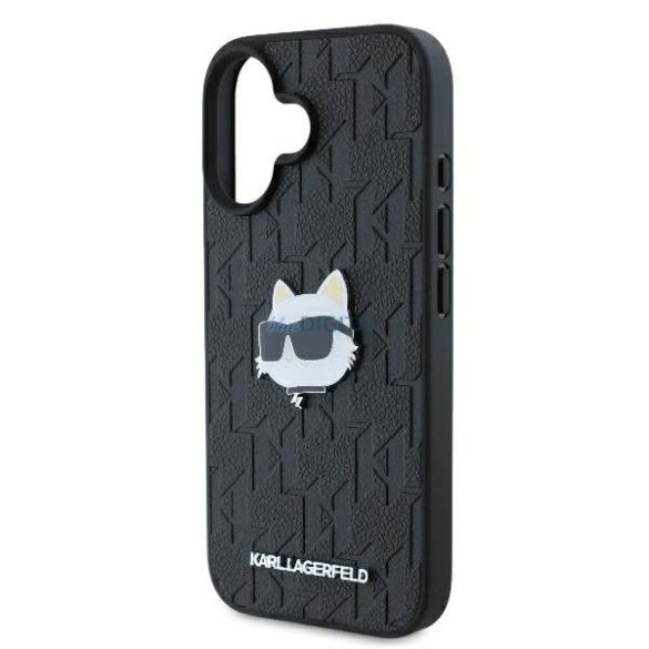 Karl Lagerfeld KLHCP16SPGKLCHPK Monogram Choupette Head Pin keménytok iPhone 16 - fekete