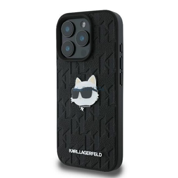 Karl Lagerfeld KLHCP16LPGKLCHPK Monogram Choupette Head Pin keménytok iPhone 16 Pro - fekete