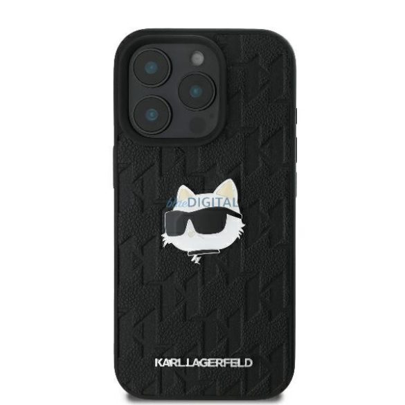 Karl Lagerfeld KLHCP16LPGKLCHPK Monogram Choupette Head Pin keménytok iPhone 16 Pro - fekete