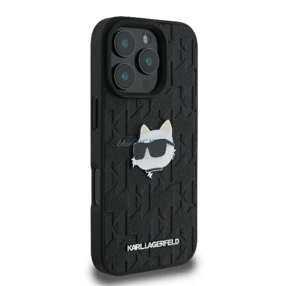 Karl Lagerfeld KLHCP16LPGKLCHPK Monogram Choupette Head Pin keménytok iPhone 16 Pro - fekete