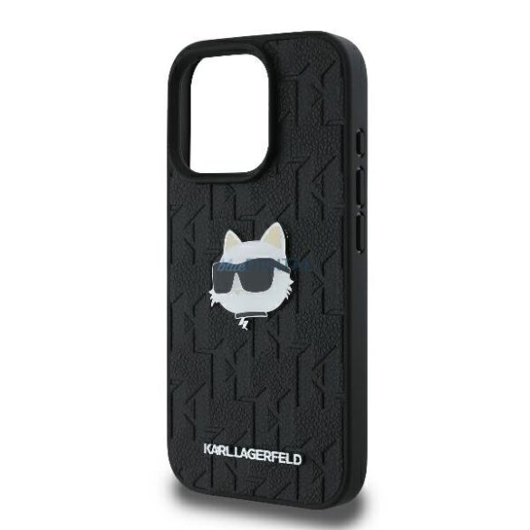 Karl Lagerfeld KLHCP16LPGKLCHPK Monogram Choupette Head Pin keménytok iPhone 16 Pro - fekete