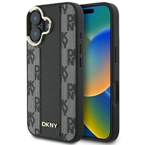 DKNY DKHMP16SPCPVSLK Checkered Pattern Magsafe keménytok iPhone 16 - fekete