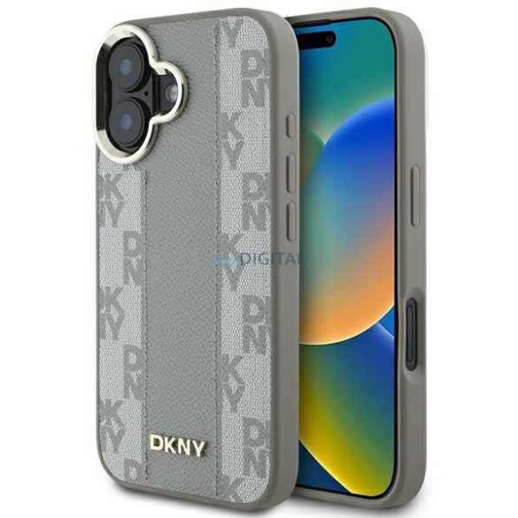 DKNY DKHMP16SPCPVSLE Checkered Pattern Magsafe keménytok iPhone 16 - bézs