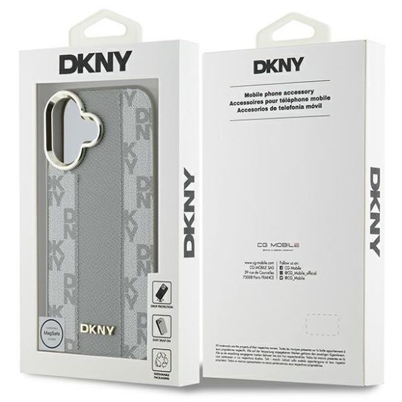 DKNY DKHMP16SPCPVSLE Checkered Pattern Magsafe keménytok iPhone 16 - bézs