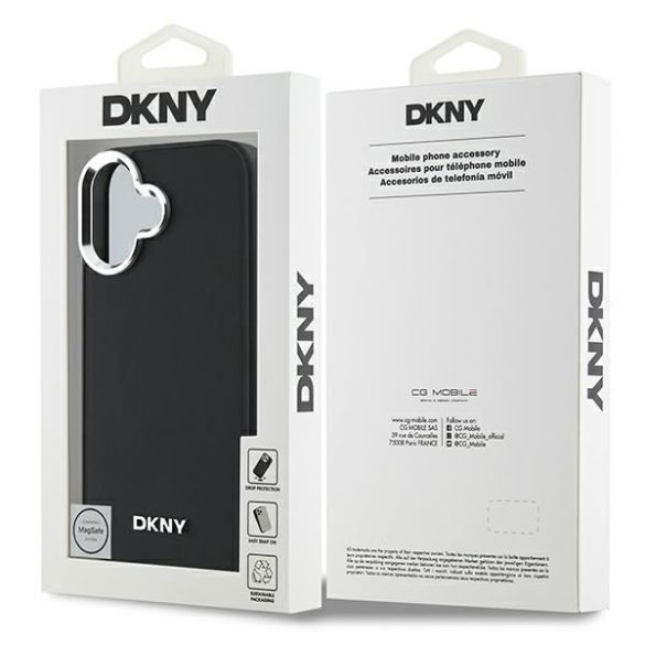 DKNY DKHMP16SPSCMCLK Plain Silver Logo MagSafe keménytok iPhone 16 - fekete