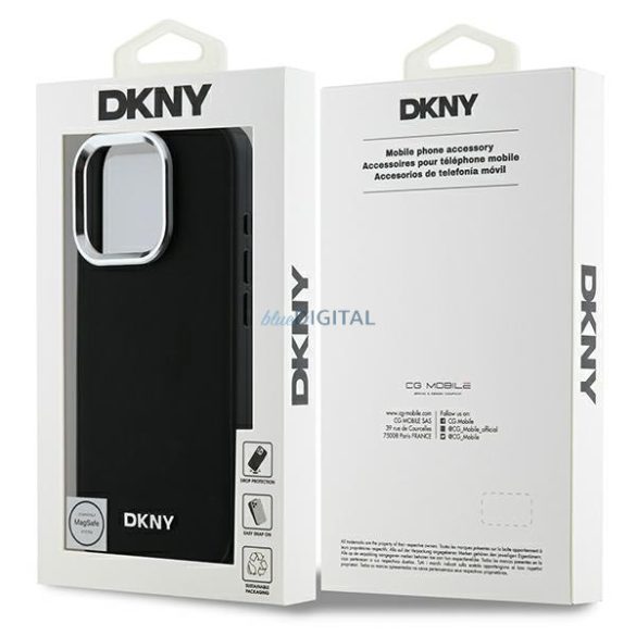 DKNY DKHMP16LPSCMCLK Plain Silver Logo MagSafe keménytok iPhone 16 Pro - fekete