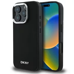   DKNY DKHMP16XPSCMCLK Plain Silver Logo MagSafe keménytok iPhone 16 Pro Max - fekete