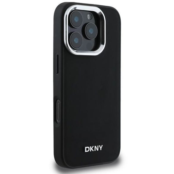 DKNY DKHMP16XPSCMCLK Plain Silver Logo MagSafe keménytok iPhone 16 Pro Max - fekete