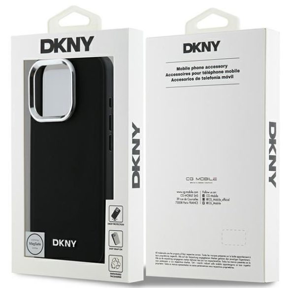 DKNY DKHMP16XPSCMCLK Plain Silver Logo MagSafe keménytok iPhone 16 Pro Max - fekete