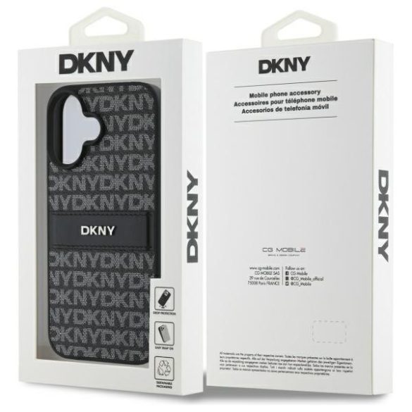 DKNY DKHCP16SPRTHSLK Texture Pattern Tonal Stripe keménytok iPhone 16 - fekete