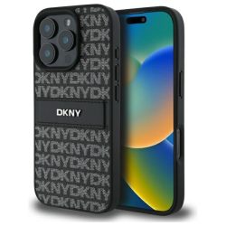   DKNY DKHCP16LPRTHSLK Texture Pattern Tonal Stripe keménytok iPhone 16 Pro - fekete