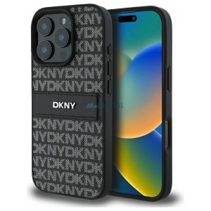 DKNY DKHCP16LPRTHSLK Texture Pattern Tonal Stripe keménytok iPhone 16 Pro - fekete