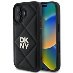   DKNY DKHCP16SPQDSLK Quilted Stack Logo tok iPhone 16 - fekete