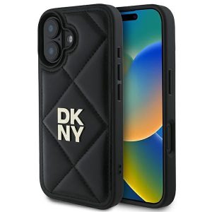 DKNY DKHCP16SPQDSLK Quilted Stack Logo tok iPhone 16 - fekete