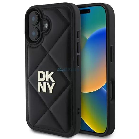 DKNY DKHCP16SPQDSLK Quilted Stack Logo tok iPhone 16 - fekete