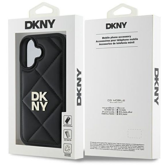 DKNY DKHCP16SPQDSLK Quilted Stack Logo tok iPhone 16 - fekete