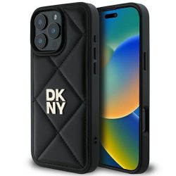   DKNY DKHCP16LPQDSLK Quilted Stack Logo tok iPhone 16 Pro - fekete