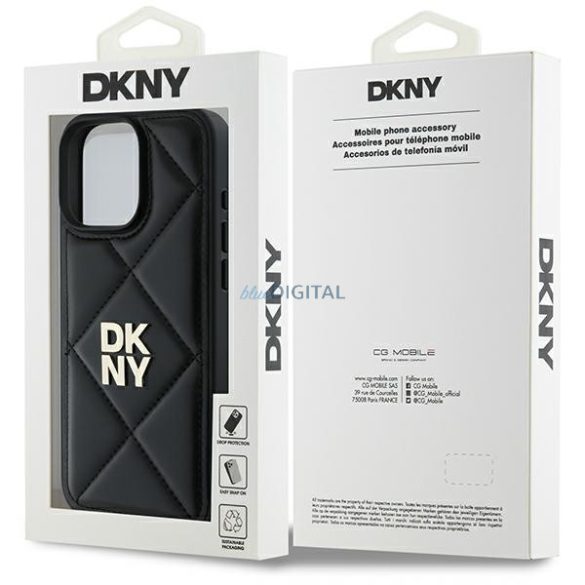 DKNY DKHCP16LPQDSLK Quilted Stack Logo tok iPhone 16 Pro - fekete